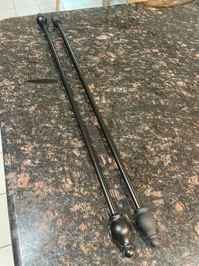 Black Decorative Curtain Rods with Finials - Two Rods